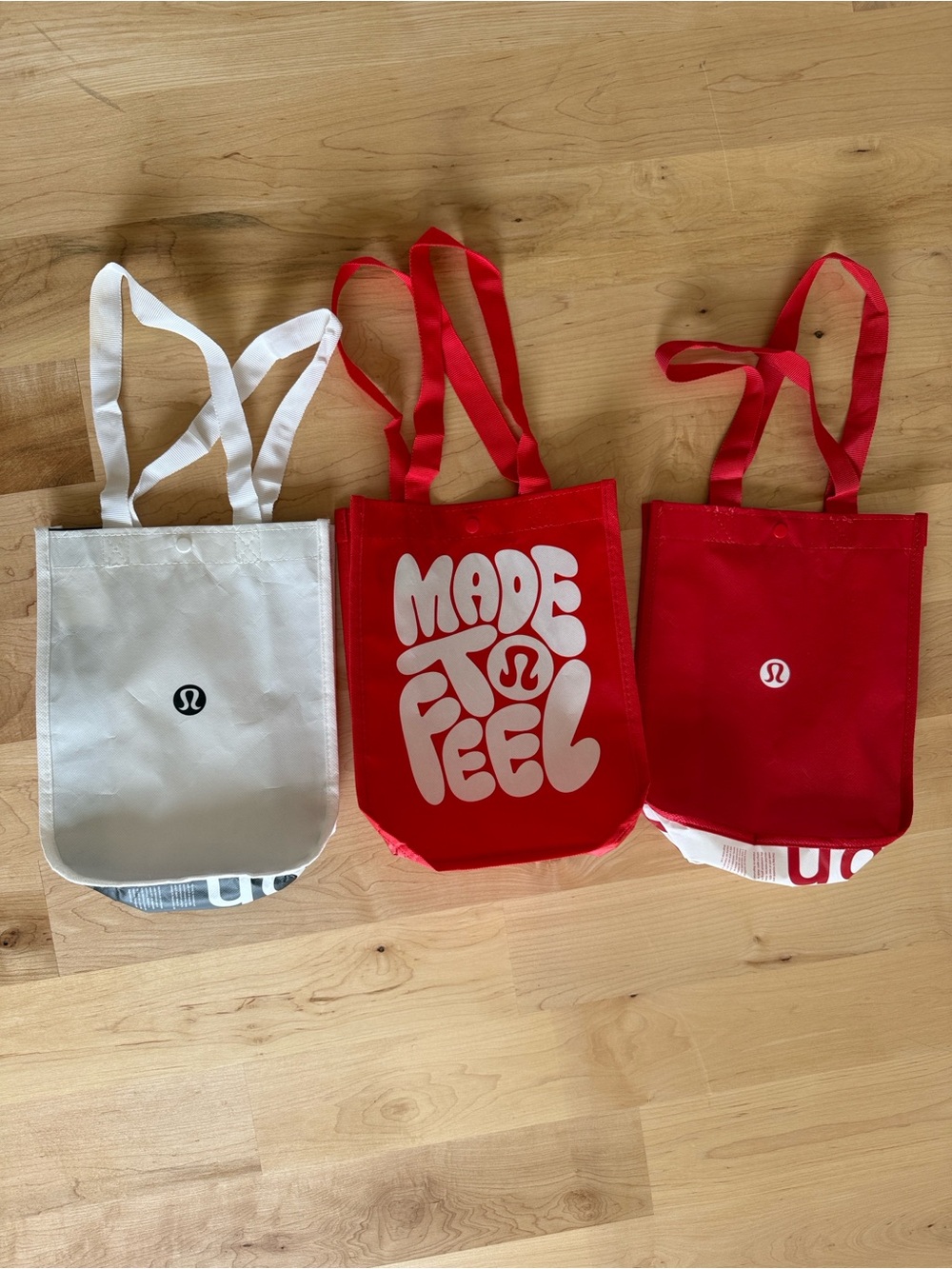 Lululemon Small Logo Tote Bag Trio - Red & White